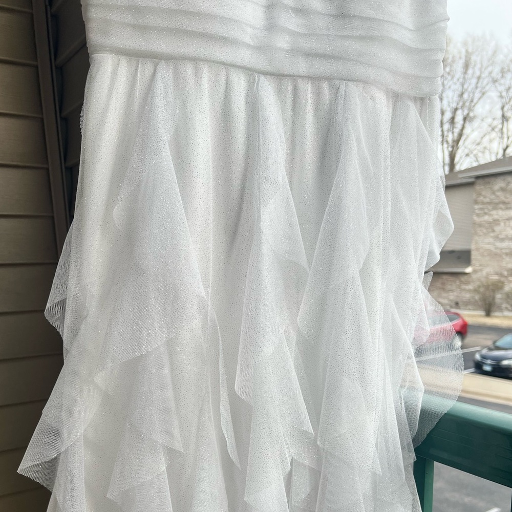 🆕 Pear Culture White Ruffle Women’s Spaghetti Strap Wedding Dress 13/14(S,M) - Picture 8 of 12